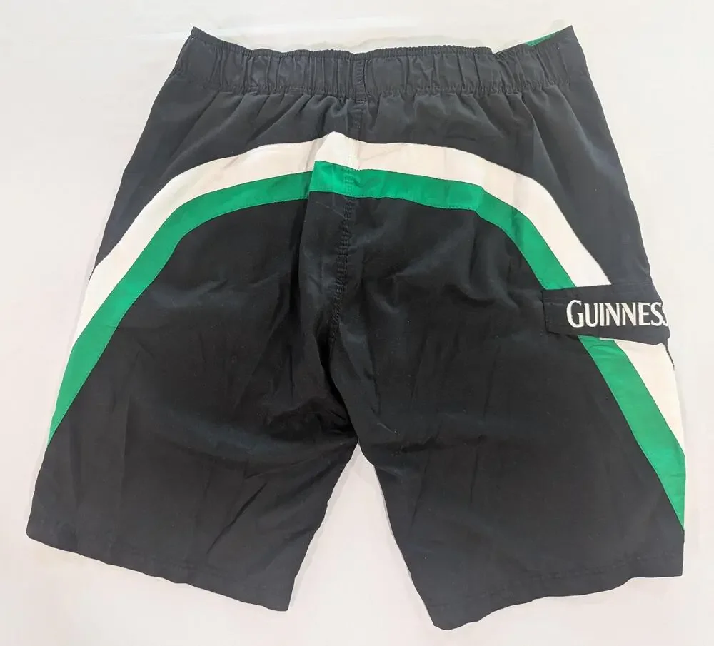 Guinness Shorts Mens XL Black Green Colorblock Board Swim Trunks Mesh Lined